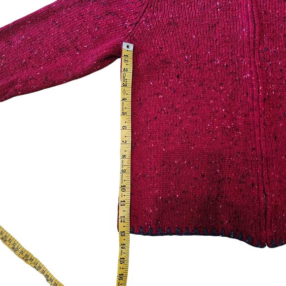 Vtg Liz Claiborne Crazy Horse Collection 90s Red Knit zip up cardigan sweater - Picture 10 of 11